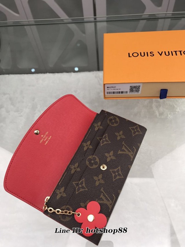 路易威登LV錢包 M62941梅花 LV專櫃新款老花翻蓋女士長錢包 Emilie錢夾 xxlv3101